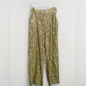 Shore Wide Leg Floral Design Linen Pants Women’s Large Resort Wear Stretch